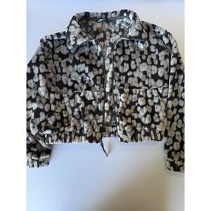 The North Face Girl Osolita Full Zip Jacket Leopard Print Size Youth Large 14/16